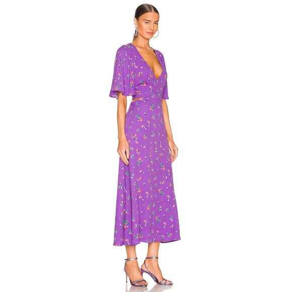 Like New! Revolve AFRM Renzo Purple Floral Cut Out Dress - xs - Picture 2 of 10
